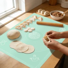 1PC Extra Large Silicone Baking Mat With Scale, Non-Stick Non-Slip Kneading Mat, Reusable, Easy To Clean, Suitable For Pizza, Pastry, Macaron, Dumpling And Other Professional Rolling Board, Kitchen Baking Tool, Holiday Baking Kitchen Countertop Accessory, Baking Mat, Kneading Mat, Dessert Mat, Baking Accessory - View 4