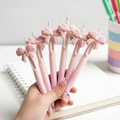 1 pièce Stylo à bille avec nœud papillon, design mignon de nœud papillon rose, faveur de fête, stylo cadeau, fournitures de fête, rentrée scolaire