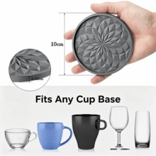 7/6/3/1pc/Set Thickened Solid Color Heat-Resistant Silicone Coasters With Storage Rack, Geometric Diamond & Round Design Non-Slip Drink Cup Mats, Suitable For Coffee Cups, Wine Glasses, Kitchen Dining Table Party Home Decor Accessories, Christmas Decoration - Multicolor - View 4