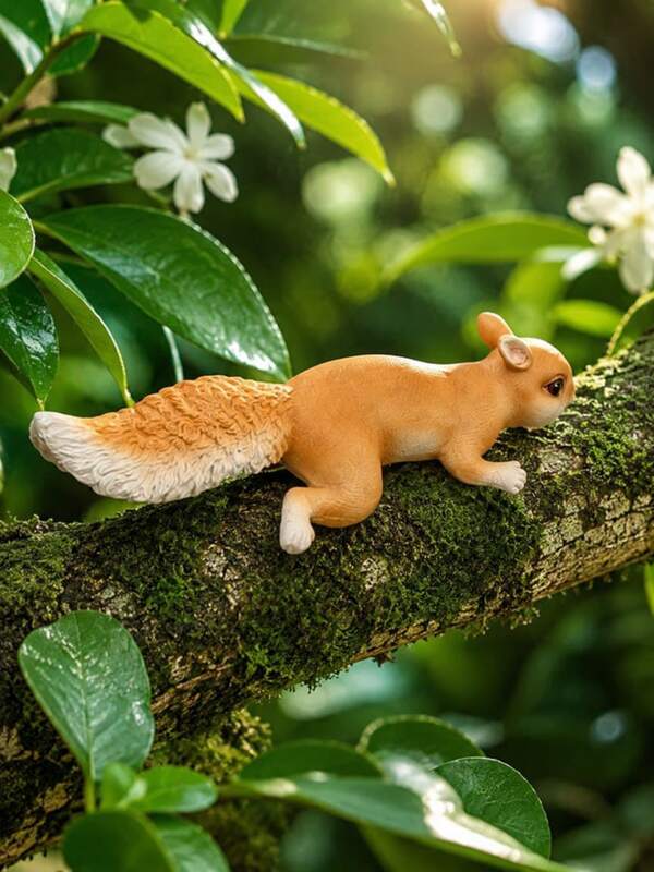 1pc Realistic Climbing Squirrel Garden Statue, 2 Styles Cute Tree Trunk Animal Figurine With Fluffy Tail, Outdoor Yard Patio Fence Flower Pot Decor, Woodland Garden Ornament, Nature Inspired Home Accent, Gift For Gardeners And Wildlife Lovers