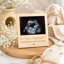 Wooden Ultrasonic Photo Display Frame, Pregnancy Announcement Commemorative Picture Frame, Baby Heartbeat Memorial Plaque, New Parents Surprise Gift, Wedding & Pregnancy Commemorative Decor - Multicolor - View 5