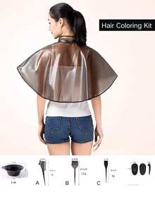 7/5/3/1pc/Set Large Thickened Hair Dyeing Cape, Easy Clean Waterproof Salon Cape, Includes Dye Bowl Brush Ear Covers, Perming & Dyeing Tools Optional Set, Hairdressing Tools & Salon Accessories, Suitable For Dyeing, Perming, Hair Care, Ideal For Salons, Back To School Season And Parties - One Size - View 2