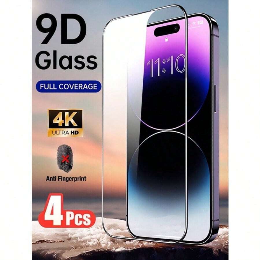 4pcs Screen Protector, Anti-Scratch Tempered Glass Film, Compatible With IPhone 6/7/8/XR/X/XS/11/12/13/14/15/16/17/Pro/Pro Max/Max/Plus/Mini/Air - Clear - View 1