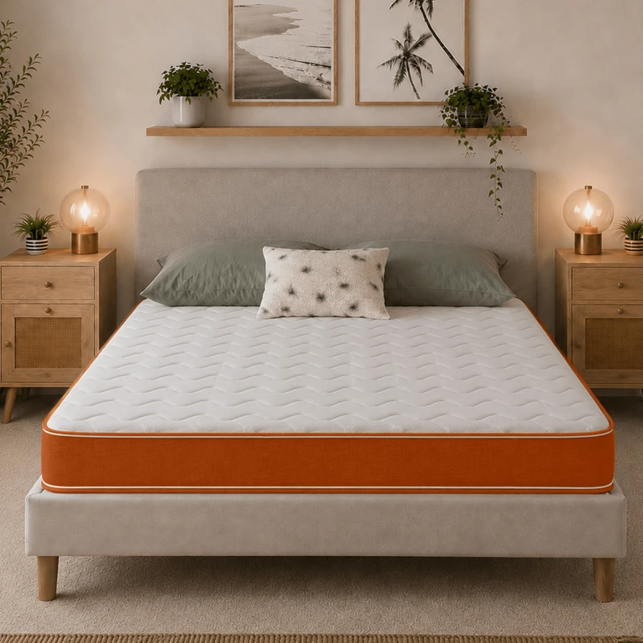 eXtreme Comfort Hybrid Memory Foam Spring Mattress 7 Inch Quilted - Springs Support With Memory Foam Comfort Layer And Breathable Soft CoolTouch Top Cover - 橘色 - 查看 1