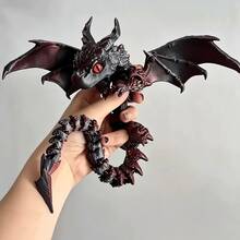 23cm/9.06in Dragon Joint Sculpture Model (Random Eye Color), Creative Double Horn Dragon Decor, Gothic Style Home Decoration - Multicolor - View 2