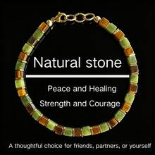 1PC Natural Stone Green And Brown Block Alternating Regular And Beautiful To The Eye Brightens Daily Outfits Suitable For Business And Other Occasions - Multicolor - View 1