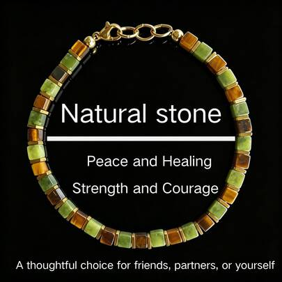 1PC Natural Stone Green And Brown Block Alternating Regular And Beautiful To The Eye Brightens Daily Outfits Suitable For Business And Other Occasions