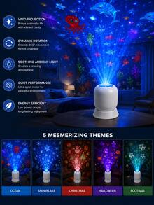USB-Powered Dynamic LED Projection Light: Features 5 Themes (Halloween, Christmas, Ocean, Snowflake, Soccer) And Dynamic Rotating Projection-Perfect For Game Rooms, Bedrooms, Home Theaters, And More. - View 4