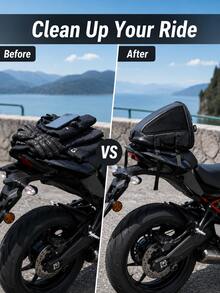 Bolsa de cola de motocicleta impermeable y expandible, bolsa de asiento trasero multifunción, bolsa de almacenamiento de silla, adecuada para viajes en motocicleta, turismo y desplazamientos, compatible con motocicletas deportivas y motocicletas cruiser, accesorios de almacenamiento - A - Ver 8