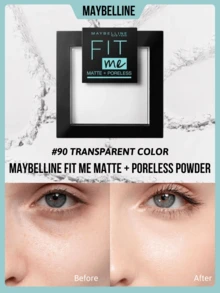 Maybelline 美寶琳 Fit Me 霧面無孔粉餅底妝，控油 SPF30+，收斂毛孔，內建鏡子與粉撲，方便補妝，高遮瑕，細緻粉質，防汗持久，霧面妝感，均勻膚色 - #90 transparent color - 查看 1