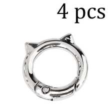 2/4/6 Pcs Cat Ear Spring Ring Keychain Metal Shaped Spring Clip, Convenient Keychain, Dog Clip, Openable Handbag Strap Connector, Outdoor Camping Hiking Accessories, Suitable For DIY Lanyard Dog Clip, Metal Shaped Keychain Bag Clip Hook Dog Chain Clip Metal Plum Heart Combination Keychain Spring Ring Bag Accessory Hook Clip Press Open Button - Multicolor - View 10