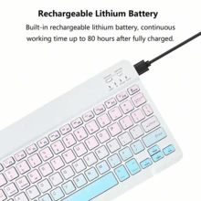 Ultra-Slim Rechargeable Bluetooth Keyboard Portable Compact Wireless Keyboard (150mAh) Compatible With Samsung Galaxy Tab Tablet Android Windows Smartphone Cell Phone IOS ,Christmas Gift / Xmas Gift / New Year 2026 - Light Blue Gradient - View 4