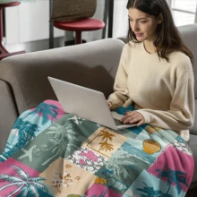 1PC Flannel Blanket, Summer Blanket, Bed Blanket , Blankets For Camping, Blanket For Beach, Throw Blanket, Multi-Use Blanket Soft , Cooling Blanket - Botanical Style - View 4