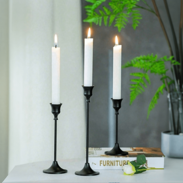 3pcs Brass Gold/Black Taper Candle Holders, Vintage Modern Decorative Centerpiece, Suitable For Fireplace, Wedding, Party, Housewarming Gift, Birthday Graduation Ceremony, Cozy Home, Dining Table Decor, Mother's Day Gift, Gathering, Family Dining, High-End Restaurant Supplies, Wedding Decoration.