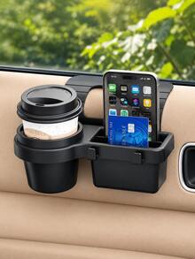1pc Car Window Cup Holder Storage Rack, Black ABS Material, Window-Mounted Car Interior Accessory, 2 Sizes, Universal Fit For Sedan, SUV, Truck And Road Trip - A - View 3