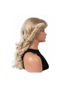 Women's Gold Wig 60s-70s Disco Party Outfit Farrah Fawcett Style Natural Synthetic Full Head Vintage Party Cosplay Halloween Christmas SRT Wig - Linen Gold - View 6