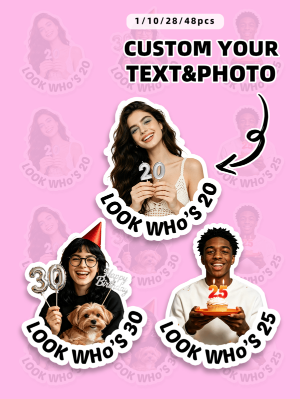 1-48pcs Customized Portrait Stickers, Waterproof PVC Die-Cut Stickers, Multiple Sizes, Suitable For Graduation Celebration Party, Bachelor/Bachelorette Party, Wedding Celebration Party Decoration, Daily Home Decor, Office Desk Decoration, Various Party Scene Decoration, Perfect Gift For Girls, Boys, Best Friends, Family, Couples, Newlyweds, Suitable For Holidays, Birthdays, Back To School Season, Parties