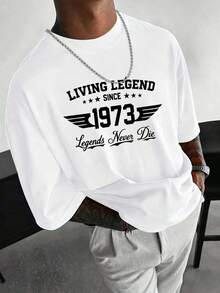 Manfinity Homme Men's Casual Letter Pattern T-Shirt Short Sleeve Summer T-Shirts For Men Casual - 白色 - 查看 1