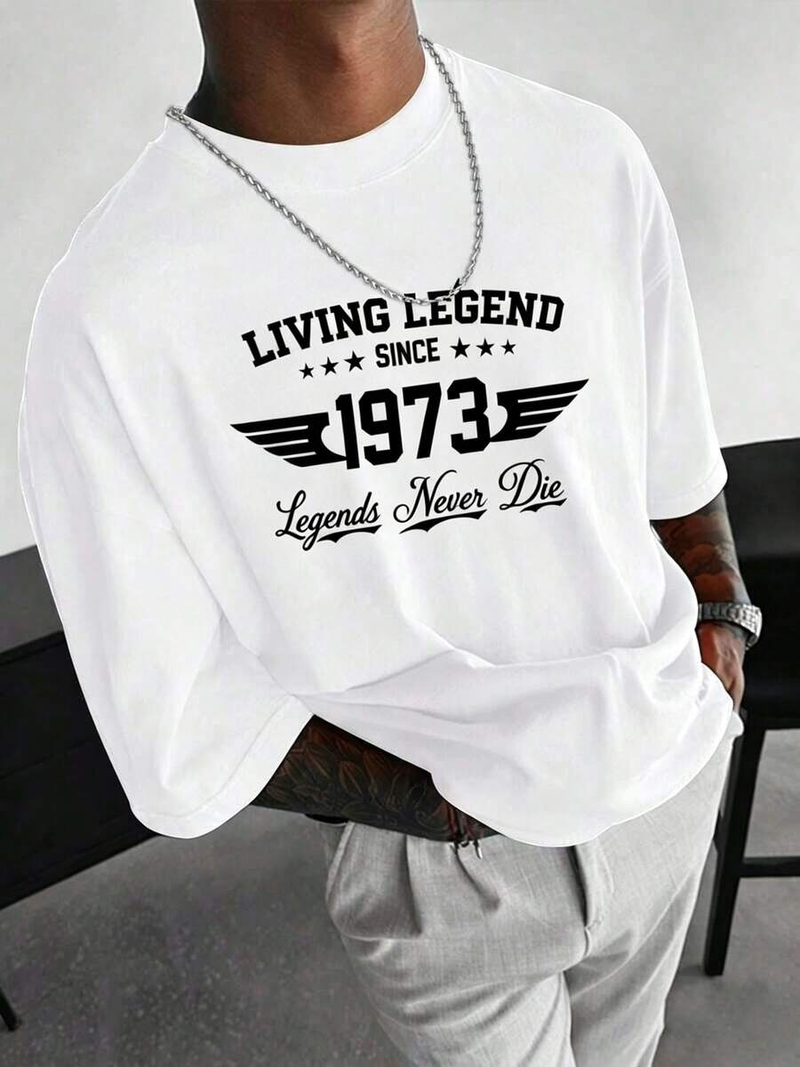 Manfinity Homme Men's Casual Letter Pattern T-Shirt Short Sleeve Summer T-Shirts For Men Casual - 白色 - 查看 1
