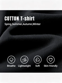 Minimalist. 100% Algodon. 1pac T-Shirt With Front And Back Design, Slogan In Spanish And Printed On Spanish Slogan. Short And Short Sleeve Shirt For - 黑色 - 查看 5