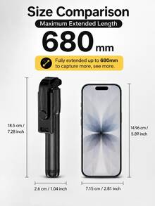 蓝牙自拍杆三脚架带遥控器用于手机直播多功能通用旅行自拍神器兼容 安卓手机适用于直播、Vlog、家庭聚会、圣诞派对拍摄、手持自拍、户外活动、采访适用于暑假、旅行、户外活动、直播三脚架 - 黑色 - 查看 2