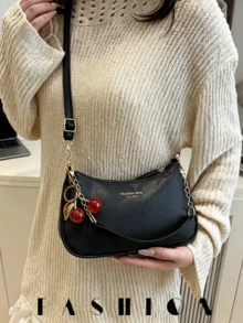 1 PC Women's Simple PU Shoulder Bag, Commuter Handbag, Perfect For Commuting, Dates, And Travel, Summer Style, Wallet, Fashion Handbag, Crossbody Bag - Black - View 4