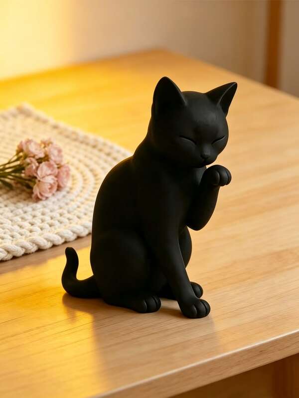 Modern Black Cat Statue, 3D Printed Cat Figurine, Scene Decor, Room Decor, Desktop Decor, Window Decor, Collectible Architectural Accessory
