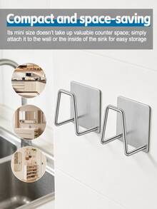 Wall Hanging Metal Cleaning Ball Hook, Multi-Purpose Adhesive Storage Rack, Bathroom & Kitchen Accessory Holder.Bathroom Wall Organizer, Laundry Room Sink, Small Apartment Kitchen Tidying - Multicolor - View 9