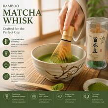 Bamboo Matcha Whisk With Protective Storage Tube, 100-Prong Handmade Japanese Chasen, Traditional Matcha Tea Ceremony Tool - Multicolor - View 2