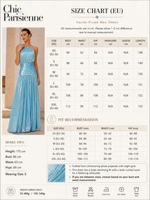 Lagoon Blue Metallic Plissé Halter Maxi Dress - 湖藍色 - 查看 11