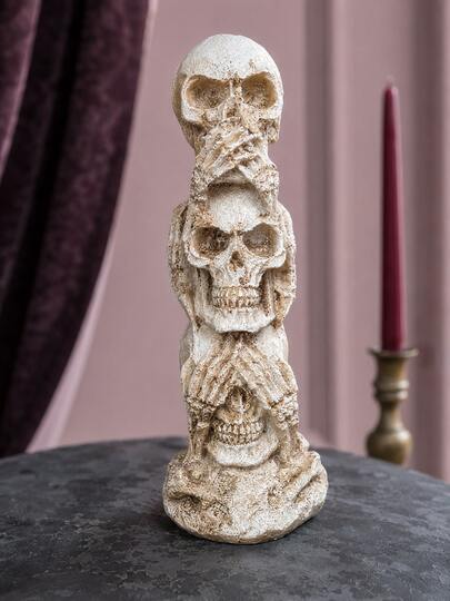 1pc Skeleton Statue Decor, Gothic Style Resin Figurine Halloween Decoration, Vintage Skeleton Ornament, Suitable For Living Room, Bookshelf, Desktop Home Decor