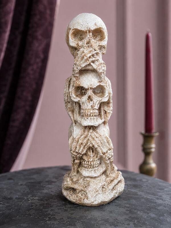 1pc Skeleton Statue Decor, Gothic Style Resin Figurine Halloween Decoration, Vintage Skeleton Ornament, Suitable For Living Room, Bookshelf, Desktop Home Decor