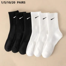 20 Paar Socken, elastische Sport-Waden-Socken, gestreiftes Haken-Design, ganzjährig, Schulanfang, atmungsaktiv, Schullauf, Schwarz und Grau - Verschiedenfarbig - Übersicht 9