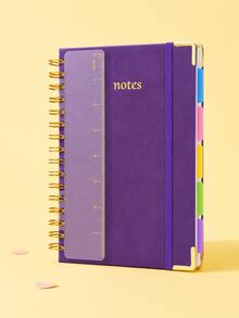 A5 Spiral Notebook (Includes Ruler) - Hard Cover, 100gsm Thick Paper, Vintage Style, Lined Pages, Pink Faux Leather Cover; Suitable For Work, Academic Planning (Elementary, Middle And University Levels), Daily Notes And Journaling. - Multicolor - View 4
