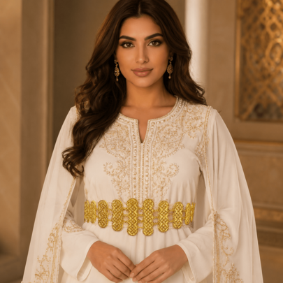1pc Gold Middle Eastern Style Hollow Waist Belt, Adjustable Waist Chain For Kaftan Robe, Arabic Bride Wedding Banquet Traditional Costume Accessory