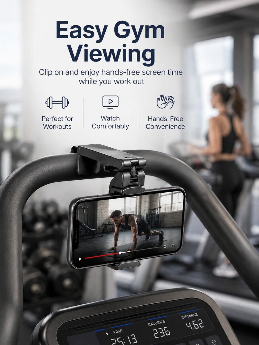 This Foldable Gym Phone Mount Features 360-Degree Rotation And A Non-Slip Design, Making It An Essential Accessory For Fitness Enthusiasts, Students Heading Back To School, And Air Travelers.