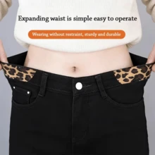 1Pc/2/3/4/5Pcs Waist Extender Tool For Jeans And Skirts - Elastic Waistband Extension Buckle Adjuster, Waist Expander, Suitable For Pants, Skirts, Elastic Waistbands (Leopard Print, Blue) - Multicolor - View 6