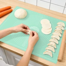 1PC Extra Large Silicone Baking Mat With Scale, Non-Stick Non-Slip Kneading Mat, Reusable, Easy To Clean, Suitable For Pizza, Pastry, Macaron, Dumpling And Other Professional Rolling Board, Kitchen Baking Tool, Holiday Baking Kitchen Countertop Accessory, Baking Mat, Kneading Mat, Dessert Mat, Baking Accessory - View 5