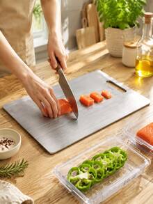 3pcs Stainless Steel Cutting Board Set / Thick & Durable Chopping Board Set | Easy To Clean, Rust-Proof, Mold-Resistant, Space-Saving, Suitable For Home Kitchen | Ideal For Vegetables, Fruits, Fish And Meat, Separate Use For Better Hygiene - Multicolor - View 9