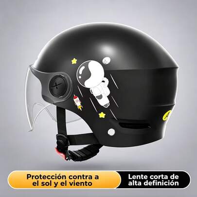 Motorcycle Helmet With Transparent Visor And Astronaut Design, Adjustable Size 50-62 Cm, Ergonomic Protective Helmet For Teens And Adults, Multiple Colors Available