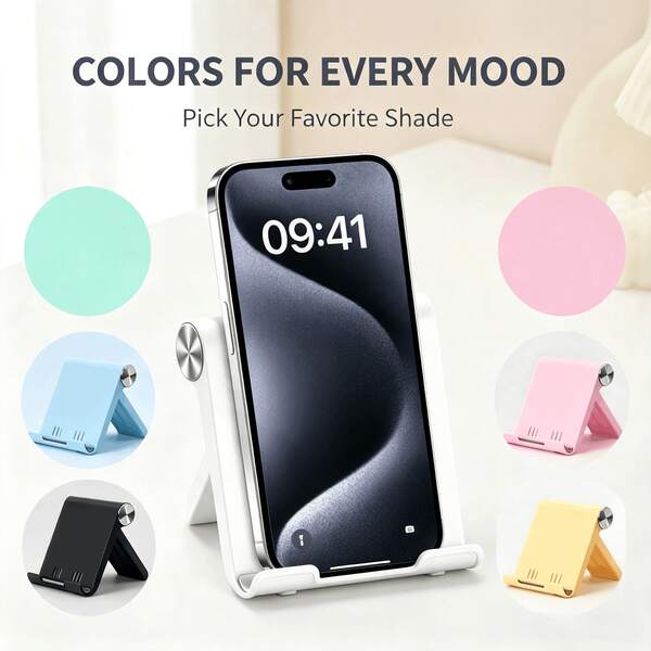 1pc Foldable Adjustable Phone Stand, Portable Desktop Tablet Holder, Non-Slip Silicone Pad, 0-120° Multi-Angle Adjustable, Pocket Size, Suitable For Travel, Office, Bedroom