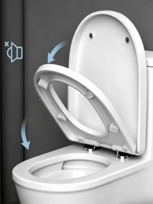 1pc Universal Thickened Slow-Close Toilet Seat, Quiet Splash-Proof Toilet Ring, Easy-To-Clean Compatible Toilet Lid. - A - View 1