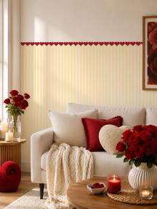 1pc/4pcs Heart Stripe Half Wall Decal, Removable & Peel And Stick Wall Sticker, Suitable For Bedroom, Living Room And Entryway, 4 Colors Available - Heart Pinstripe - View 7
