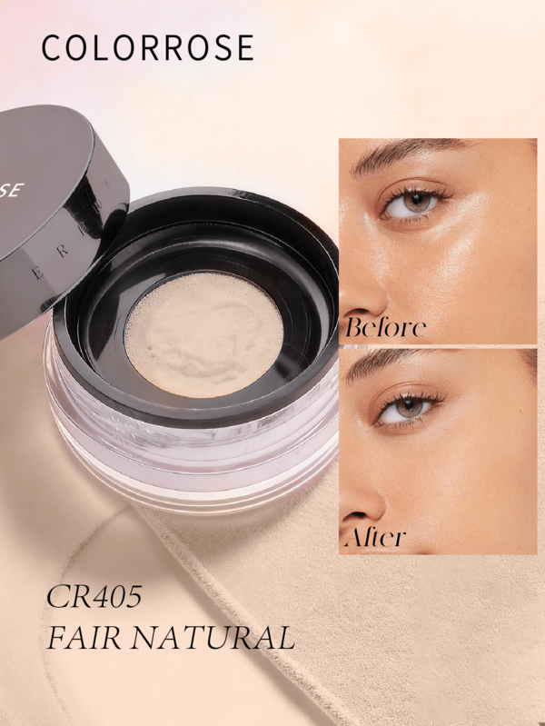 COLORROSE CR405 Loose Setting Powder, Long-Lasting Lightweight, Firming Soft, Natural Skin Tone, Plant Extract, Fine Matte Oil Control, Translucent Transparent, Pore Concealing, Smudge-Proof, Suitable For Daily Use, Party, Women And Girls Gift