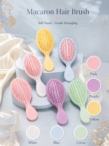 Personalized Mini Hairbrush, Customized Name Cushion Brush, Portable Travel Hairbrush, Gentle Wet/Dry Hair Styling Tool, Exquisite Birthday Party Favor, Scalp Massage Pocket Comb, Compact Daily Hairstyle Accessory, Sweet Customized Gift , Detangler - Multicolor - View 8