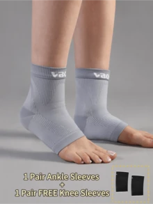 VBOSI 1 Pasang Kaos Kaki Penyangga Pergelangan Kaki Unisex + 1 Pasang Gratis Pelindung Lutut, Desain Ujung Terbuka, Cocok untuk Peregangan, Latihan Kebugaran dan Aktivitas Luar Ruangan - MultiWarna - View 6