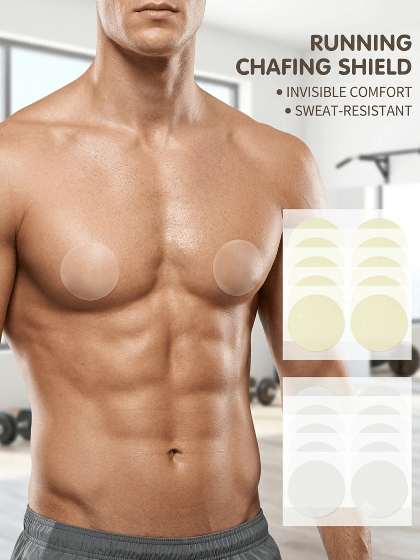 10 Pairs Men Running Nipple Covers Invisible Chest Cover Up For Marathon Sports Fitness Workout Wear, Men Accessories,Nipple Suction - Multicolor - View 1