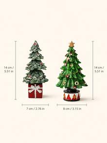 Mini Resin Christmas Tree Ornament, Vintage Christmas Desktop Decor, Hand-Painted Christmas Tree Figurine, Fireplace Mantel Bookshelf Fireplace Living Room Office Desktop Small Holiday Decoration, Holiday Home Decor Gift - 1PC - View 8