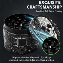 1PC Cyber Circuit Skull 4-Layer Grinder, Dark Style Magnetic Metal Herb Grinder, Portable Herb Crusher, Hardcore Tech Skull Grinder, Personalized Dark Mechanical Style - View 3