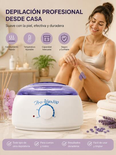 Calentador de Cera para Depilación,Máquina Derretidora de Cera con Control de Temperatura Ajustable, Depilación Suave para Piernas, Brazos y Zonas Sensibles, Equipo Profesional de Belleza para Uso Doméstico